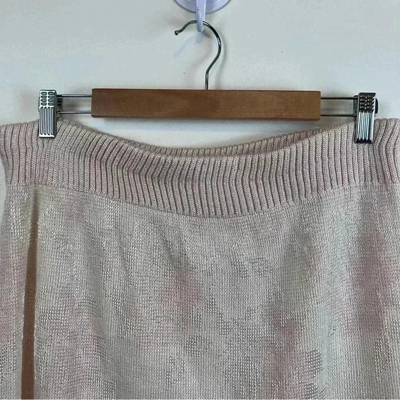 Vtg 80s Vivanti 12 Sweater Set Pink Knit Puff Sleeve Top Pencil Skirt USA Union - Picture 9 of 10